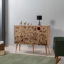 Hanah Home Mega-731 Consola Roble Sonoma, 120x90cm, Tablero Partículas Melamina, Patas Carpe, Mueble Salón Diseño